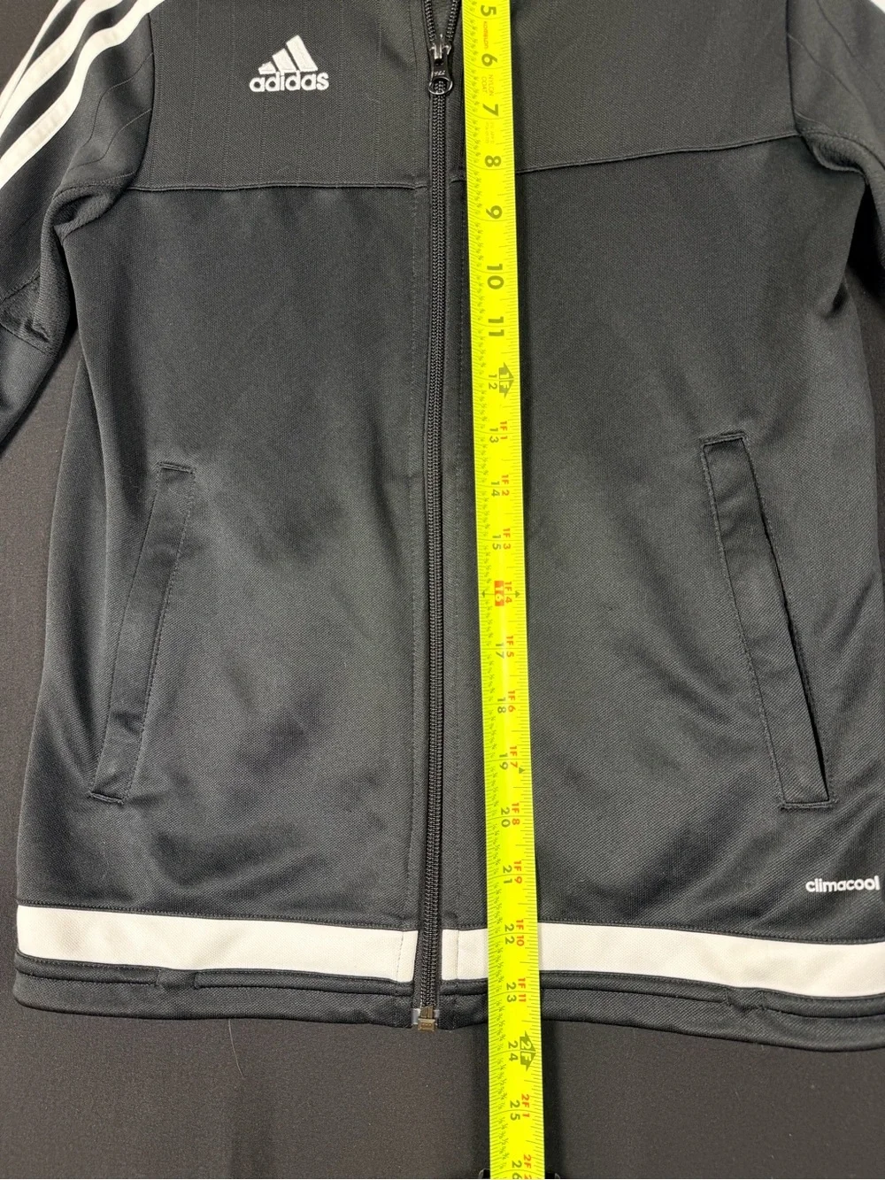 adidas Jacket Boys M Zip up Track Black 3 White Stripes Climacool Breathable